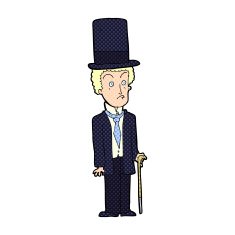 cartoon man wearing top hat N53