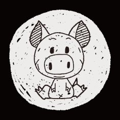 Chinese Zodiac pig doodle drawing N4