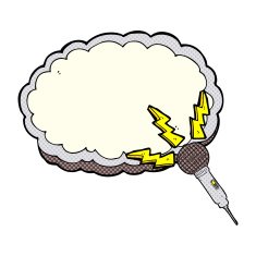 cartoon microphone and space for text cloud N3