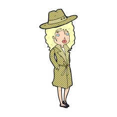 cartoon woman wearing sensible hat N5