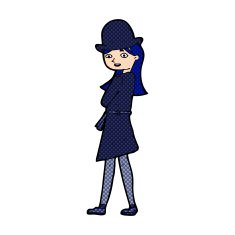 cartoon woman wearing sensible hat N6