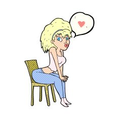 cartoon woman with love heart N12