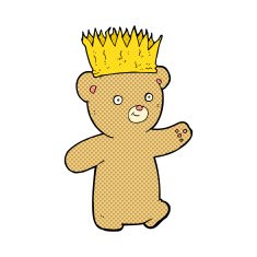 cartoon teddy bear wearing paper crown N8