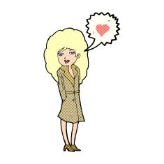 cartoon trenchcoat wearing woman in love N3