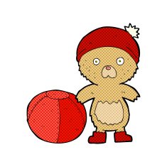 cartoon bear in hat with ball N3