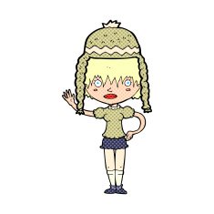 cartoon woman wearing winter hat N68