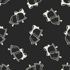 Christmas bell doodle seamless pattern background N2