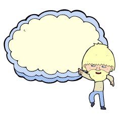 cartoon man pointing at text cloud space N3