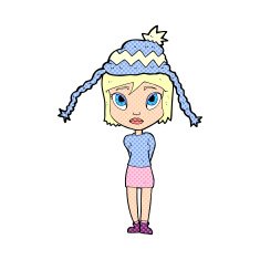 cartoon woman wearing winter hat N74