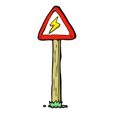 cartoon electrical warning sign N10