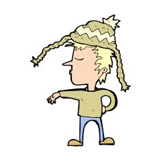 cartoon man wearing winter hat N54