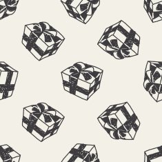 Christmas gift doodle seamless pattern background