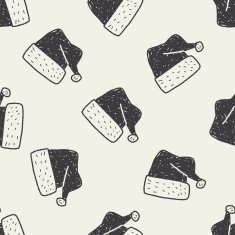 Christmas hat doodle seamless pattern background