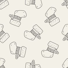 Christmas socks doodle drawing seamless pattern background