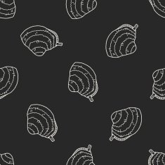 clam doodle seamless pattern background N2