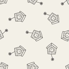 clock doodle seamless pattern background
