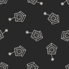 clock doodle seamless pattern background N2