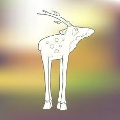 Vector Illustration Hand-drawn deer with long horns and spots