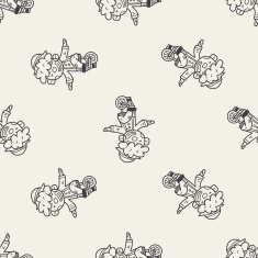 clown doodle drawing seamless pattern background N14