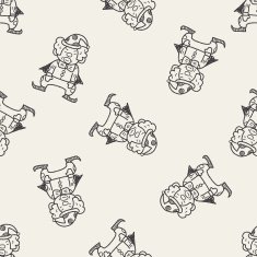 clown doodle drawing seamless pattern background N16