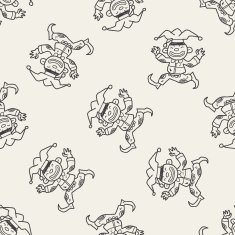 clown doodle drawing seamless pattern background N19