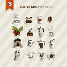 Coffee shop icons set illustration N2