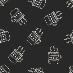 doodle coffee seamless pattern background N3