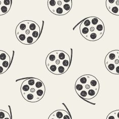 Doodle Film seamless pattern background N9