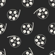 Doodle Film seamless pattern background N11