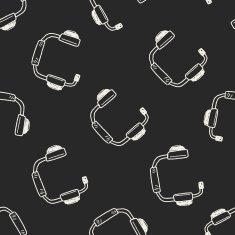 Doodle Headphone seamless pattern background N7
