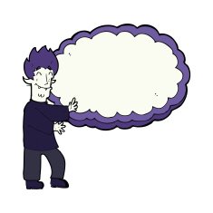 cartoon vampire with text bubble N3