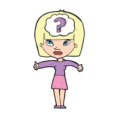 cartoon woman with question N13