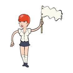 cartoon woman waving white flag N6