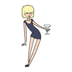 cartoon woman with cocktail N3