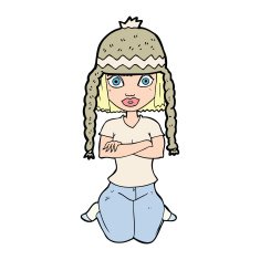 cartoon woman wearing hat N21