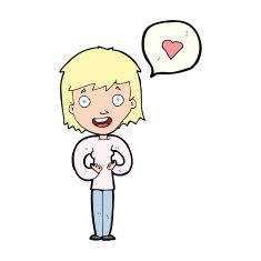 cartoon happy woman in love N7
