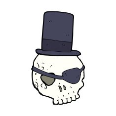 skull in top hat cartoon N4