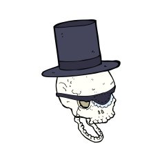 cartoon skull in top hat N7