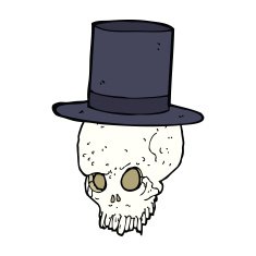 cartoon skull in top hat N8