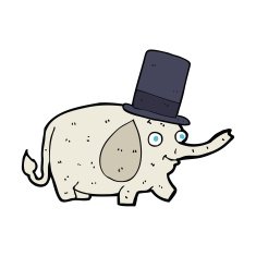 cartoon elephant wearing top hat N4