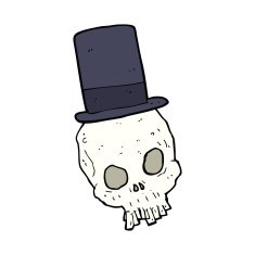 cartoon skull wearing top hat N4