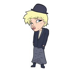 cartoon woman in bowler hat N4