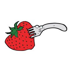cartoon fork in giant strawberry N4