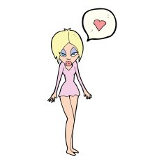 cartoon woman with love heart N18