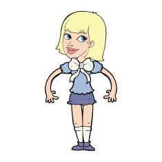cartoon woman wearing a big bow tie N4