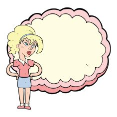 cartoon woman in front of cloud N8