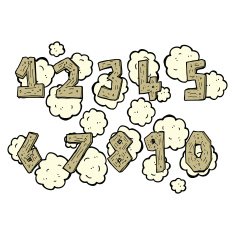 wooden numbers cartoon N4