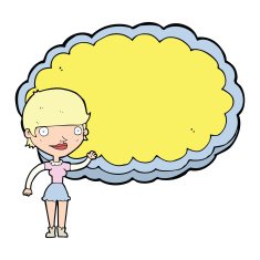 cartoon woman with space text cloud N4