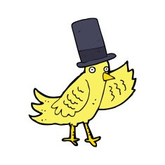 cartoon bird in top hat N8