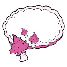 cartoon mushrooms space text cloud N4